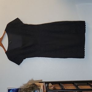 E C I NEW YORK Silk Blend Lace Black Dress 8